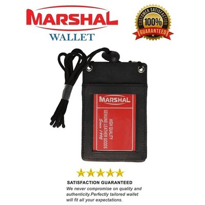 Leather ID Badge Holder Lanyard Neck Strap License Credit Card Wallet