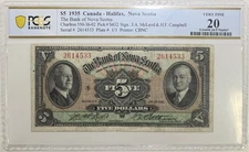 1935 Canada 5 Dollars PCGS VF20 Bank of Nova Scotia Halifax