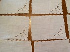 10 vintage cocktail napkins, delicate floral embroidery, cut work in corner — photo 5