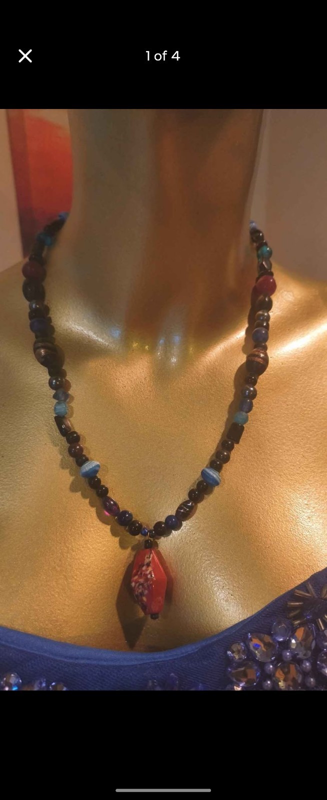 Artisan Handcrafted Multicolor Beaded Necklace Re… - image 1