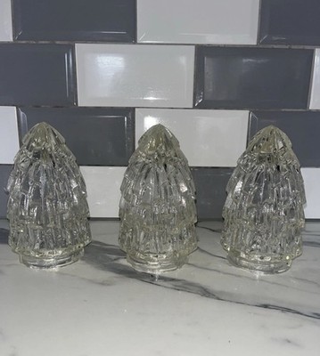 3 Vintage Lampenschirme schwer Klarglas Igel Träne Ananas Form 60er Jahre