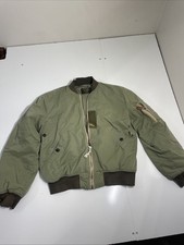 Flying Tigers Bomber Jacket Green Waist Length Pockets Size Medium
