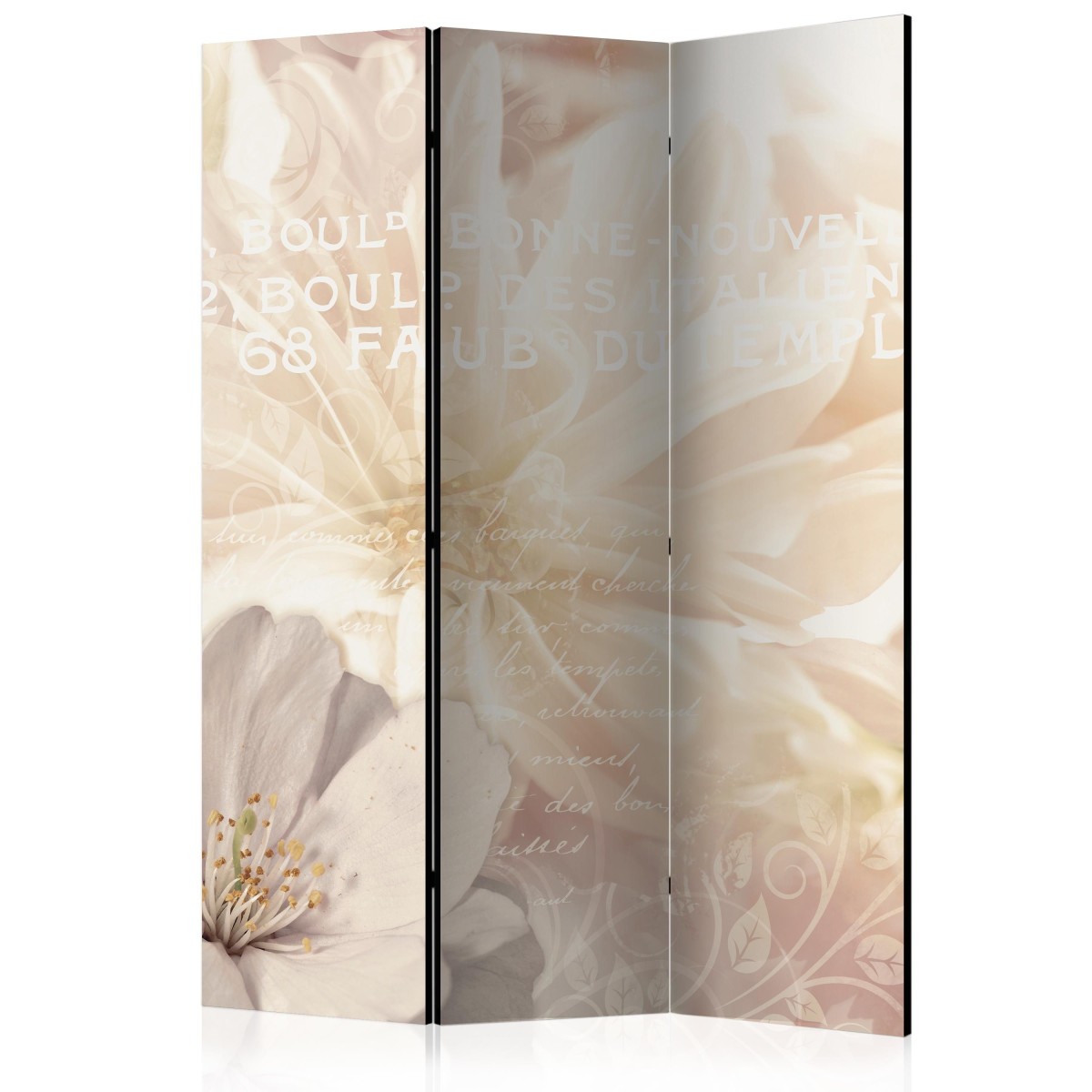 Paravent 3 volets Kiss of Gentleness solution amovible pour cacher le désordre du salon