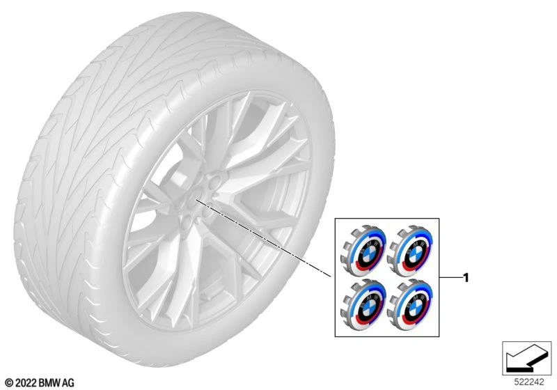 Genuine BMW 50 Years M Heritage Wheel Center Cap Set (4) 56mm - 36125A57484 -NEW - Image 2 of 3