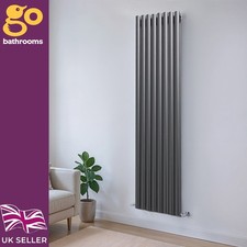 Modern Designer Grey Vertical Radiator Double Column Oval Panel 1800 x 472mm