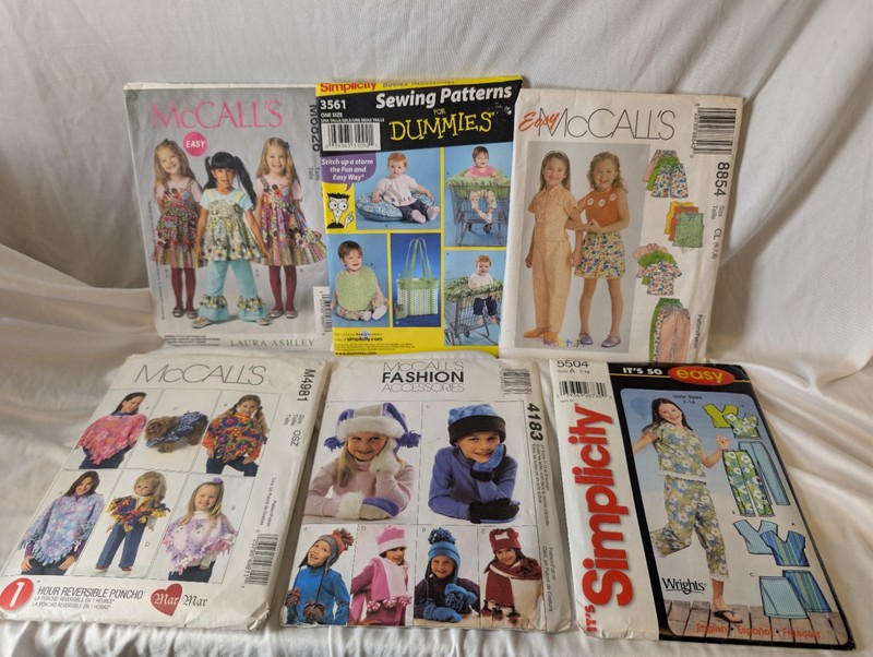 Lot of 6 Vintage Girls Pre Teen Uncut Sewing Patterns Laura Ashley McCall Etc..