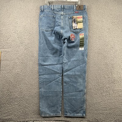 New Wrangler Five Star Jeans Mens 38x34 Regular Fit Blue Denim Pants 100% Cotton