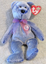 Ty Beanie Baby Periwinkle the Bear DOB February 8, 2000 MWMT Free Shipping