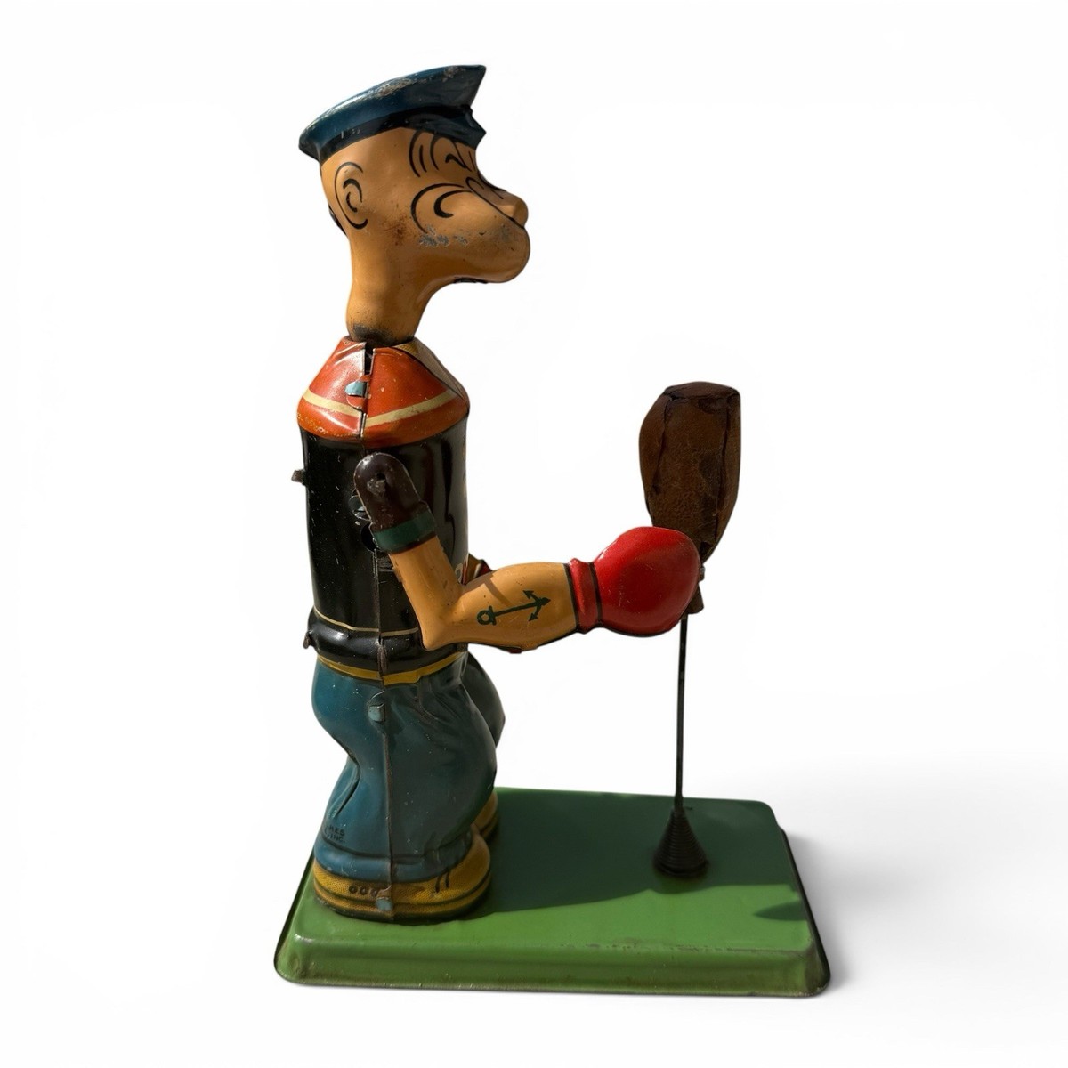 Vintage 1932 J Chein POPEYE Boxing Bag Puncher Wind Up Boxer Tin