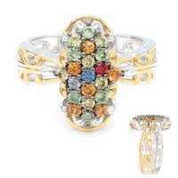 Cavill Damen Silberring 925 Sterling Saphir 0,80Ct Rundschliff Mehrfarbig-
