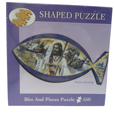 Symbol of Faith Ruane Manning shaped puzzle 550 Piece VINTAGE   Easter Christ