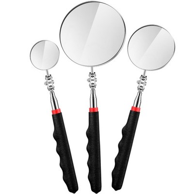 Copkim 3 Pieces Telescoping Inspection Mirror Stainless Steel Black, Black 