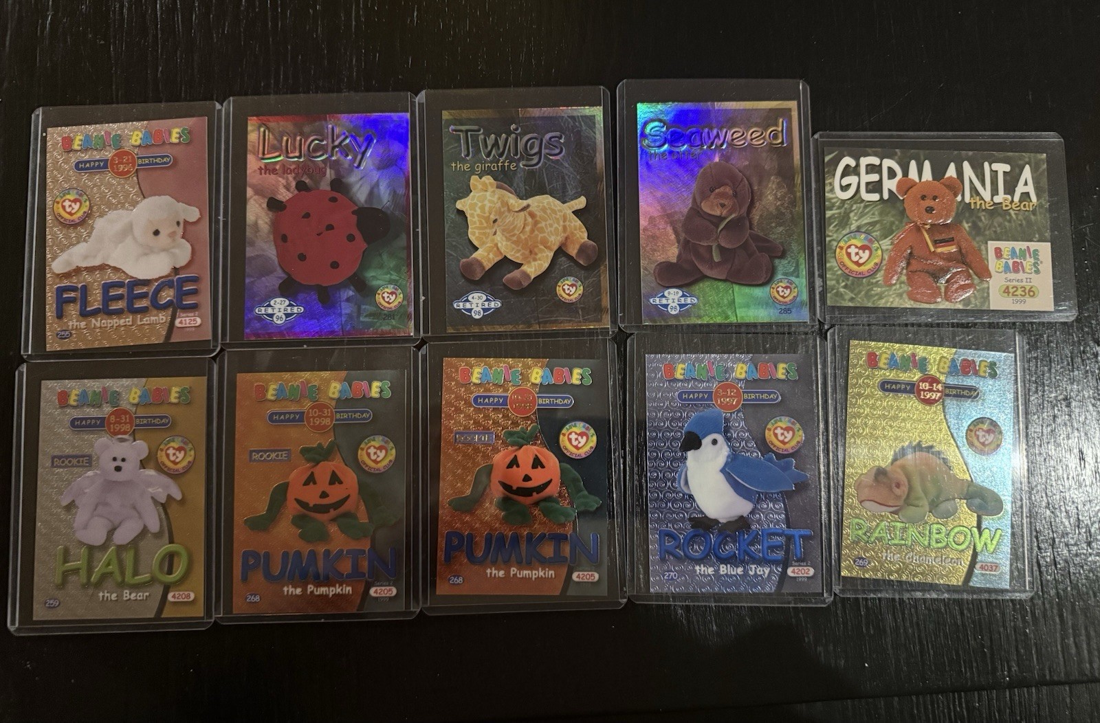 TY Beanie Babies Card Lot + 2 Sealed Series III Packs Hologram Pumpkin Halo