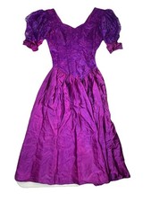 Vintage 80s Alfred Angelo Evening Prom Party Purple Dress Gown Retro Size Small