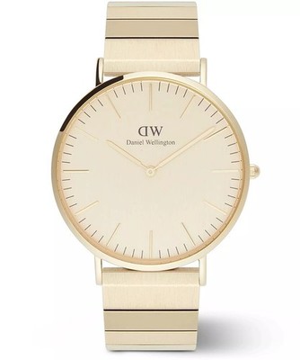 Daniel Wellington Classic Piano Link Gold Dial Stahlband Herrenuhr DW00100779