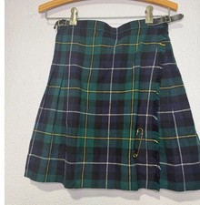 Vintage Laird-Portch Plaid Kilt Skirt Small Green Grunge Wool Pleated Mini Punk