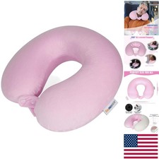 360  Support Travel Neck Pillow - Removable Cover  Compressible Design in Pink