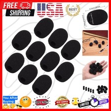 10 Pack Mini Small Size Lapel Headset Microphone Windscreen Foam Cover, Black