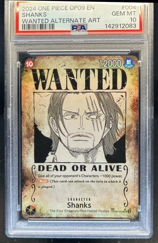 2024 One Piece Shanks Wanted Alternate Art #OP09-004 PSA 10 GEM MINT