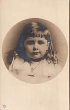 Postcard Real Photo RPPC Young Child with Necklace Portrait Studio Photo