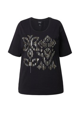 Ulla Popken Damen große Größen T Shirt Pailletten Classic Rundhals