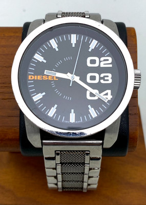 Diesel DZ-1370 Only The Brave Stainless Steel Men's Black Face Watch AS IS!