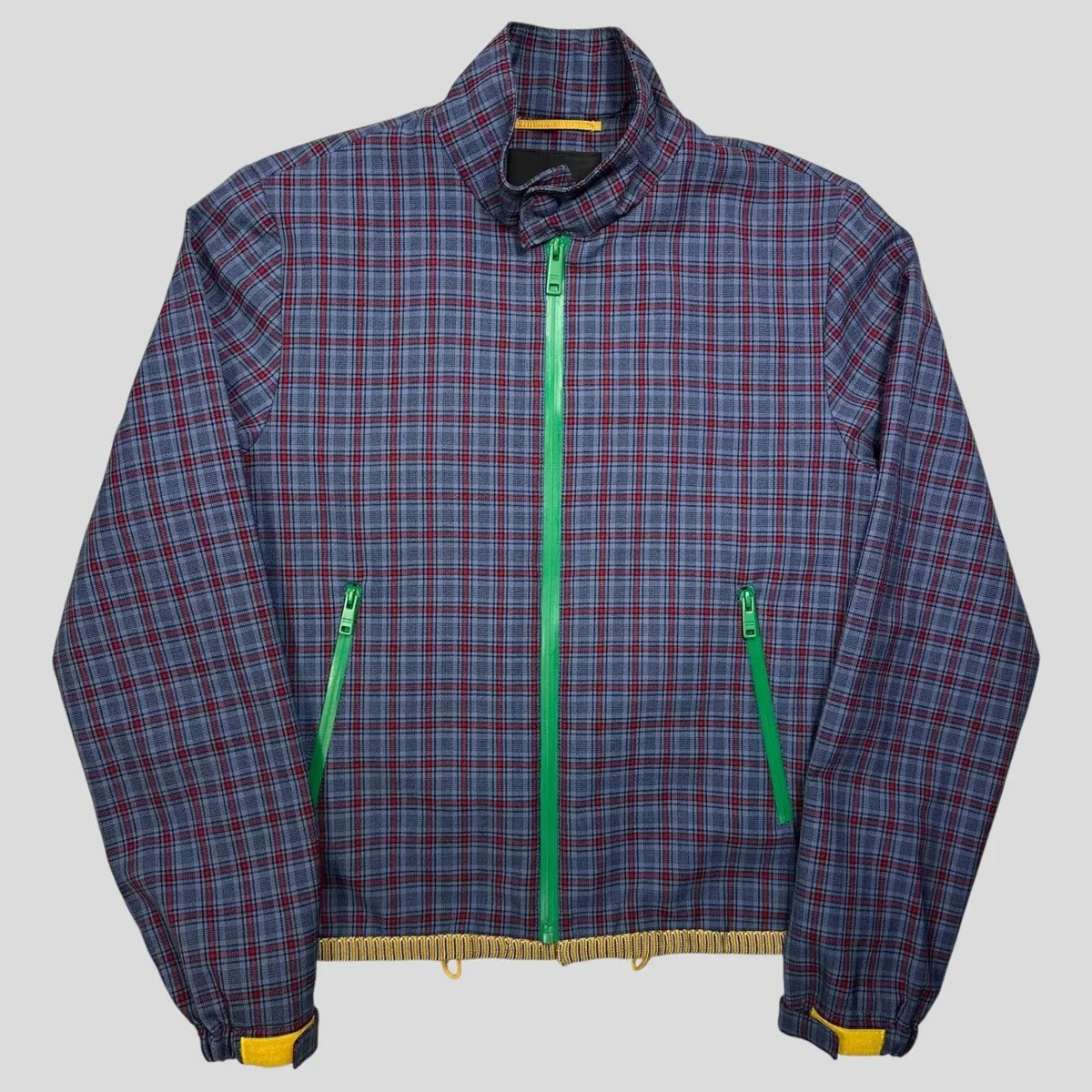 Prada SS16 Wool Taped Zip Tech Plaid Blouson Jacket S 46 Runway