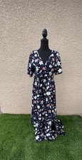 NWOT SHEIN Floral Wrap Maxi Dress Boho V-Neck Belted Flutter Sleeve Sz M FREE SH