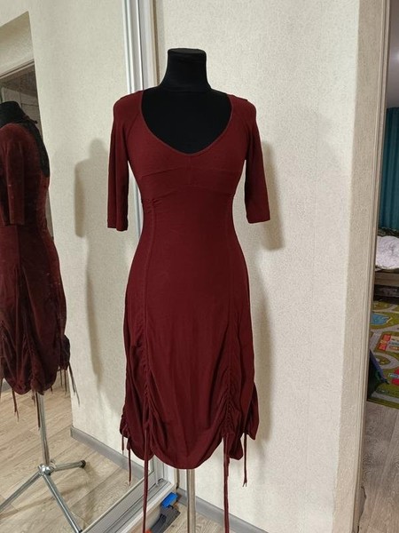 Women Jean Paul Gaultier Dress Burgundy Cotton 36