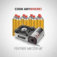 Portable 2.1kW Mini Gas Burner + 8 Butane Cartridges Camping & Travel Stove Set