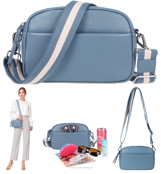 Handtasche Leder Schultertasche Crossbody Tasche Alessandro Milano 12976 Blau +E-image