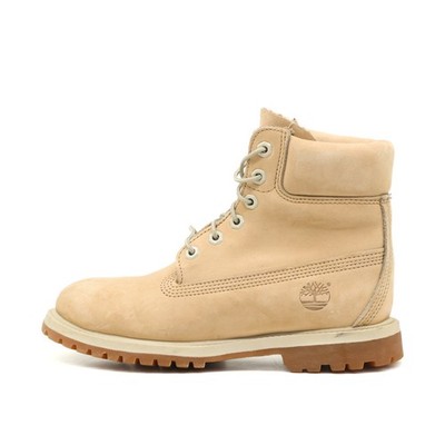 Timberland Damen Premium 6-Inch Schnürstiefel Beige Leder Mittel Stiefel EU 38