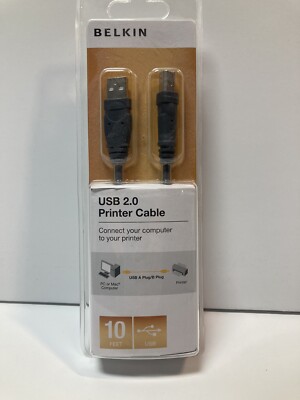 BELKIN USB 2.0 Printer Cable 10 FEET Connect Computer To Printer