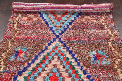 Thick-Plush Handmade Vintage Modern Moroccan Geometric Oriental Runner Rug 3'x8' - Picture 13 of 17