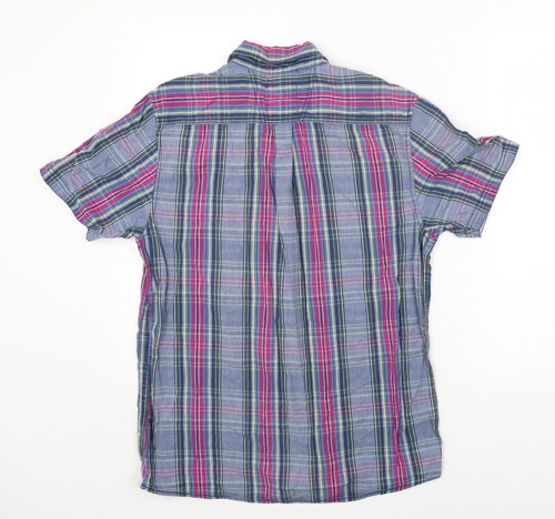 Boston Crew Mens Blue Striped Cotton blend Size M Collared - Picture 2 of 12