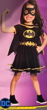 DC Batgirl Black Gold Glitter Costume Dress Rubie's 701331 Girl Size L 10-12 New