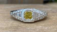 Stunning Antique-Style Fancy Yellow Citrine With White Clear CZ 1.52TCW Ring