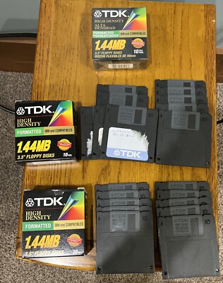 Lot of 30 TDK 3.5 inch Disks. 1 Box Sealed (10 Disks), 2 Box Opened Unused.