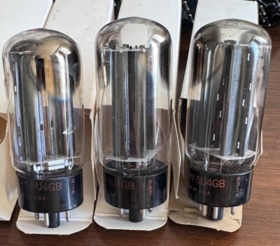 1 NOS CBS Hytron JAN CHY 5U4GB Mil Spec Rectifier Tube Double [] Getters Black