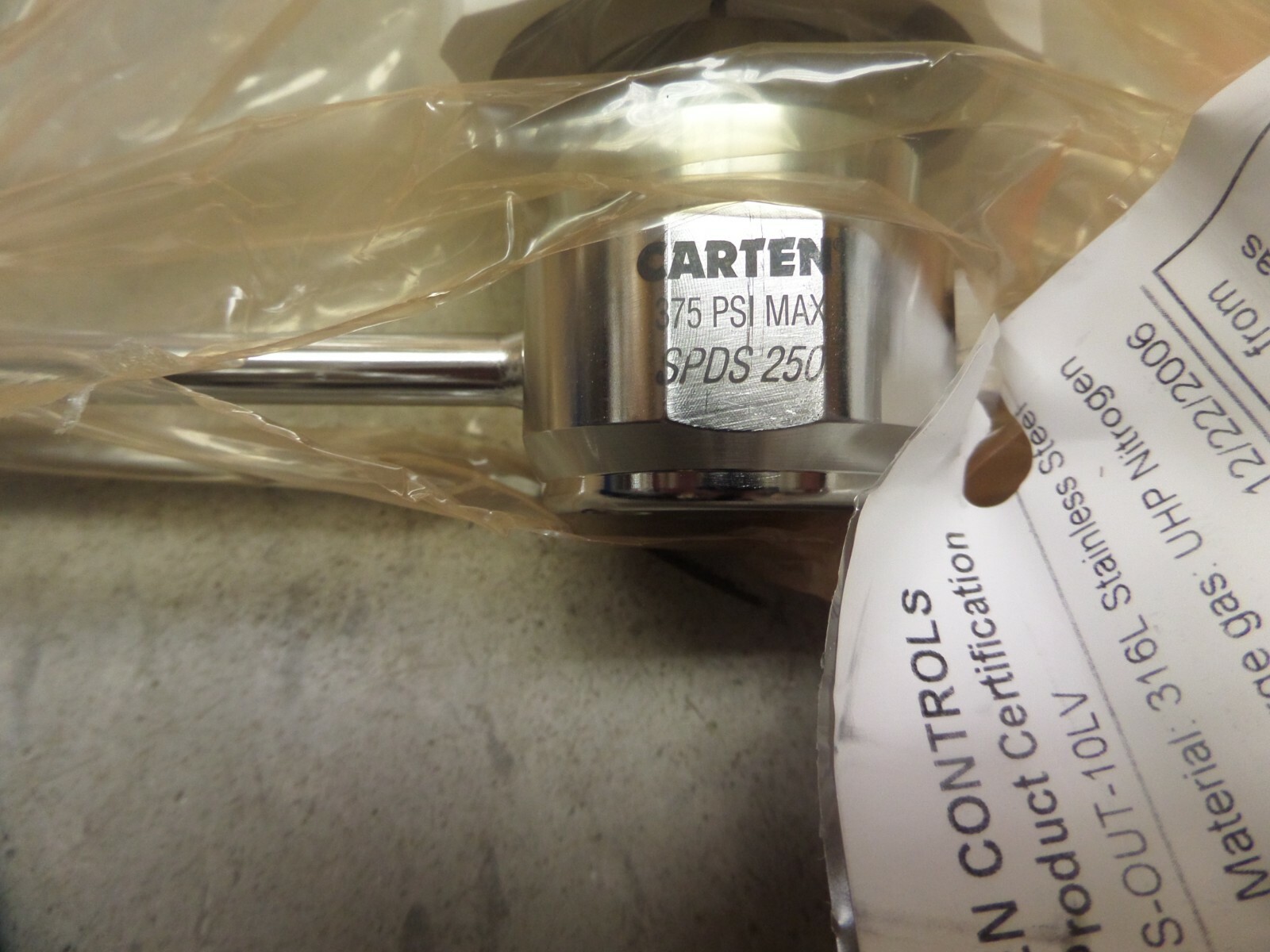 Carten Diaphragm Valve SPDS250FSMMSOUT10LV 316L Stainless Steel S/S