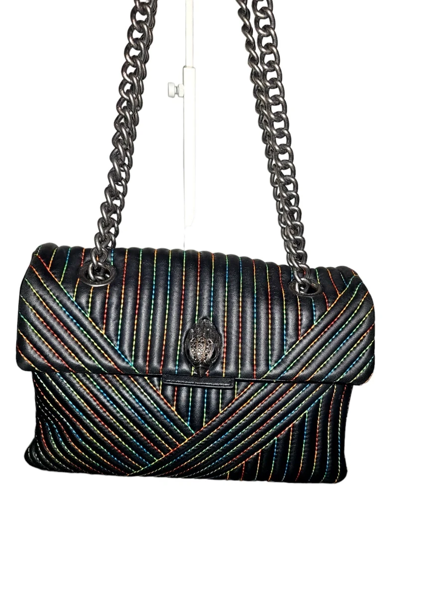 Kurt Geiger 690 Kensington Leather Rainbow stitch shoulder crossbody bag