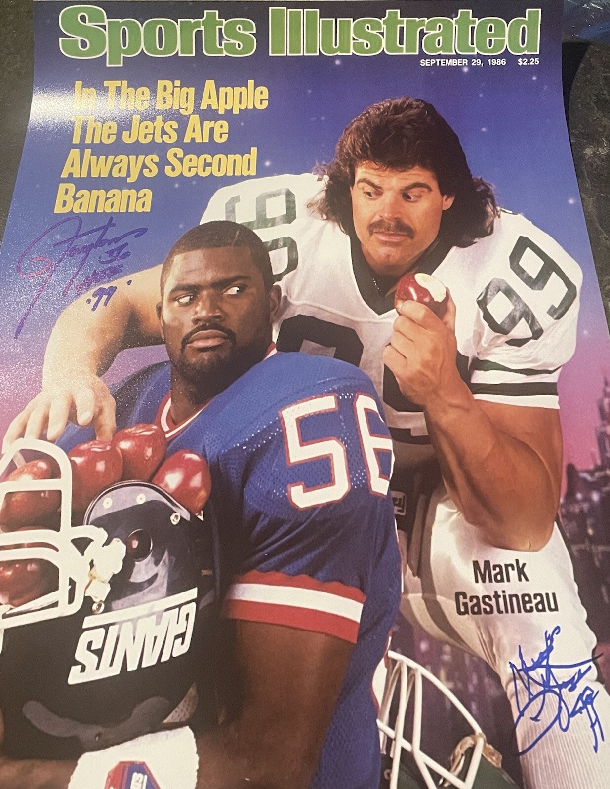 Lawrence Taylor & Mark Gastineau Autographed Signed Giants And Jets 16x20 Sports Illustrated cover JSA 