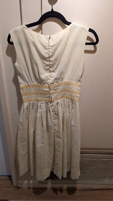 Gorgeous 1960's pale yellow fit and flair sundress with embroidered  waistband | eBay
