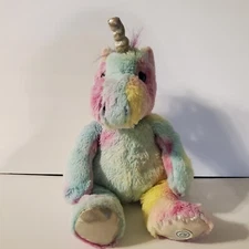 DolliBu Cute Plush Massaging Rainbow Unicorn Soft Fur Stuffed Animal - 12 Inches