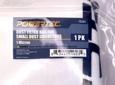 POWERTEC 70334 Dust Filter Bag for Wall Mount Dust Collectors, 1 Micron