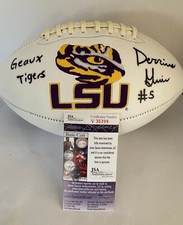 Derrius Guice LSU Tigers Louisiana Signed Autographed Logo Football JSA COA N