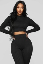 Fashion Nova Black Mountain Dream Sweater Set S/M