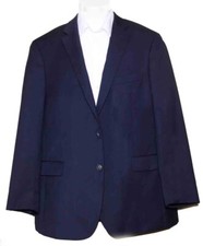 Hart Schaffner Marx Blazer Navy Blue Sport Coat Solid Wool Men's 46R