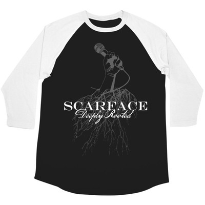 Men's Scarface (Rapper) Deeply Rooted Raglan Baseball Jersey Small Black