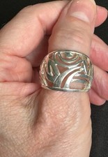 925 Sterling Silver Fancy Modernist LNC Band Ring size 10